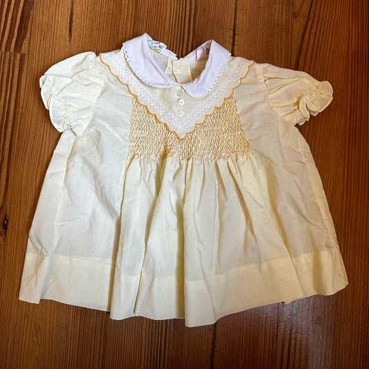 Jo Joe Fashions vintage yellow smocked short sleeve dress SIZE 12M