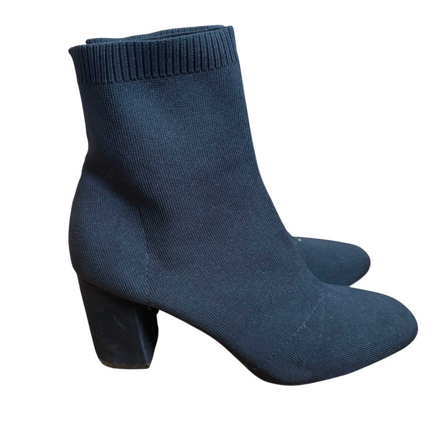 Mia Erika black textile fabric slip on ankle heeled bootie SIZE 10