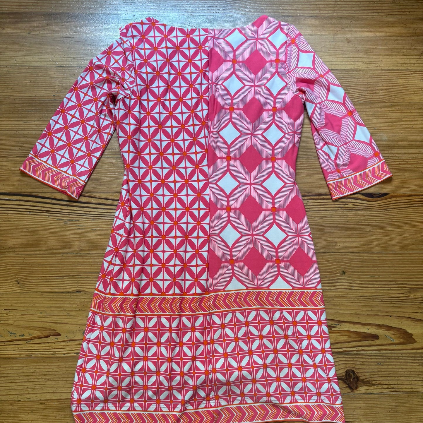 Just... Taylor pink floral geometric quarter sleeve a line mini dress SIZE 8