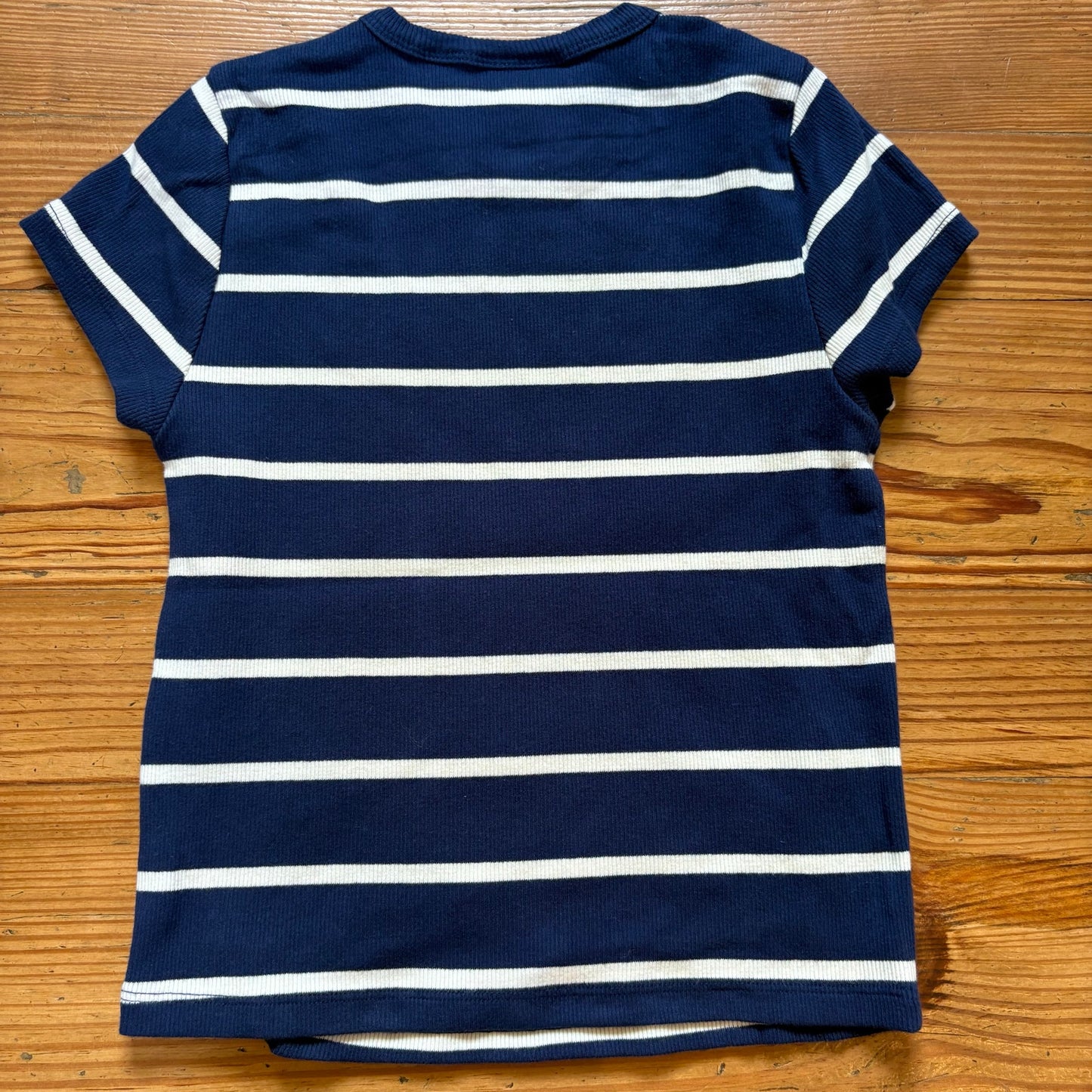 Anthropologie Maeve navy blue white striped baby short sleeve shirt SIZE XS