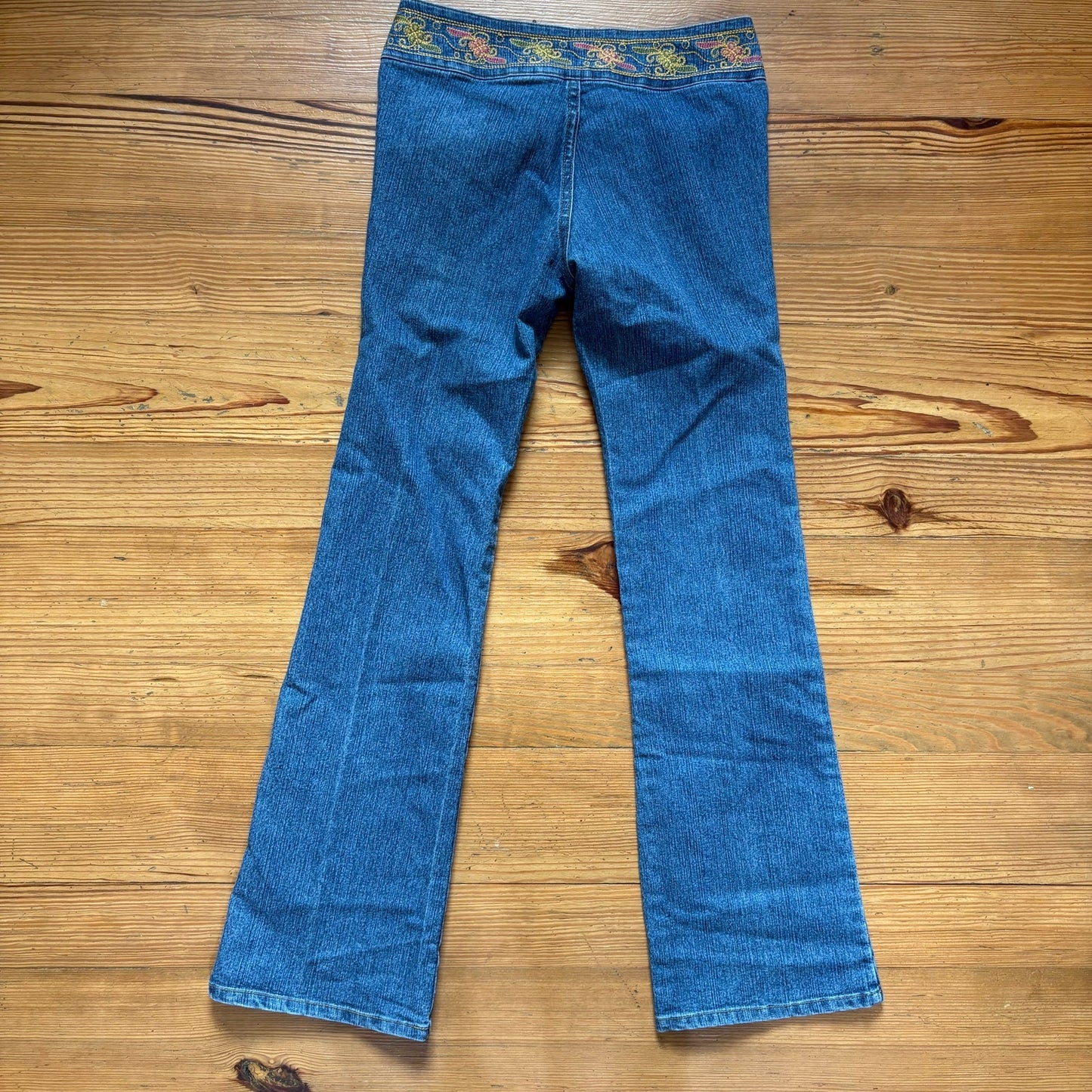 Boom Boom y2k embroidered waist boot cut western medium wash jeans SIZE 3/4