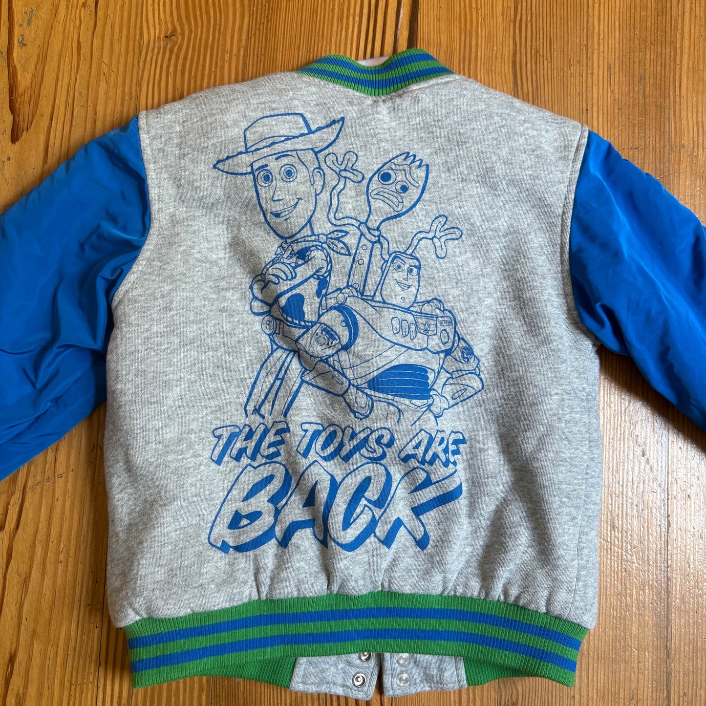 Disney Toy Story light gray blue graphic varsity cotton jacket SIZE 5
