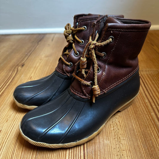 Sperry Saltwater brown leather rubber sole duck boot SIZE 7