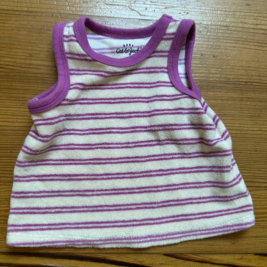Cat & Jack purple white striped terry cloth shorts tank set SIZE 3M