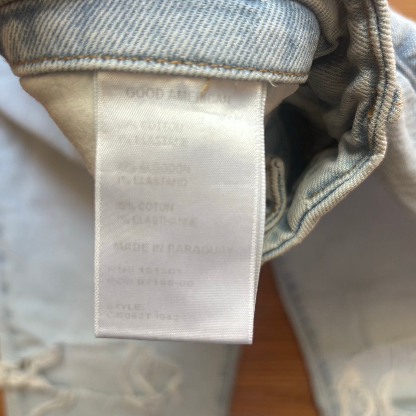 Good American 90s light was distressed baggy straight leg jeans SIZE 12