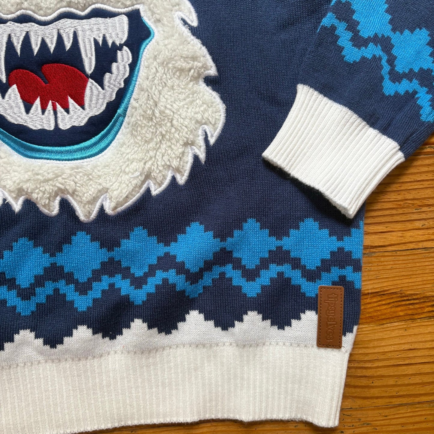 Tipsy Elves Rudolph Abominable Snowman blue white Christmas sweater SIZE L