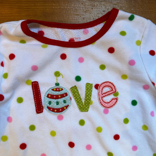 Carter's white polkadot holiday Christmas long sleeve sleep dress SIZE S