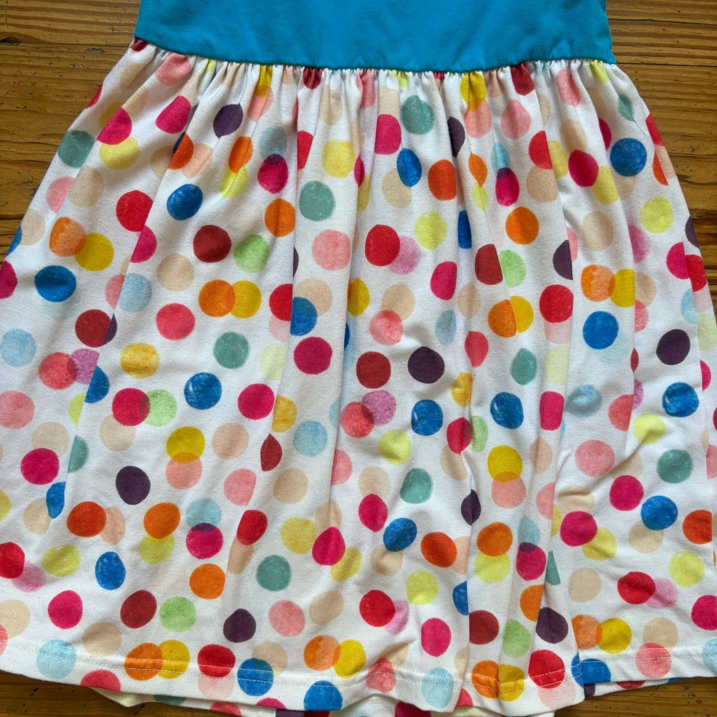 Chick and Chap blue colorful polka dot ruffle sleeveless toddler dress SIZE 3T