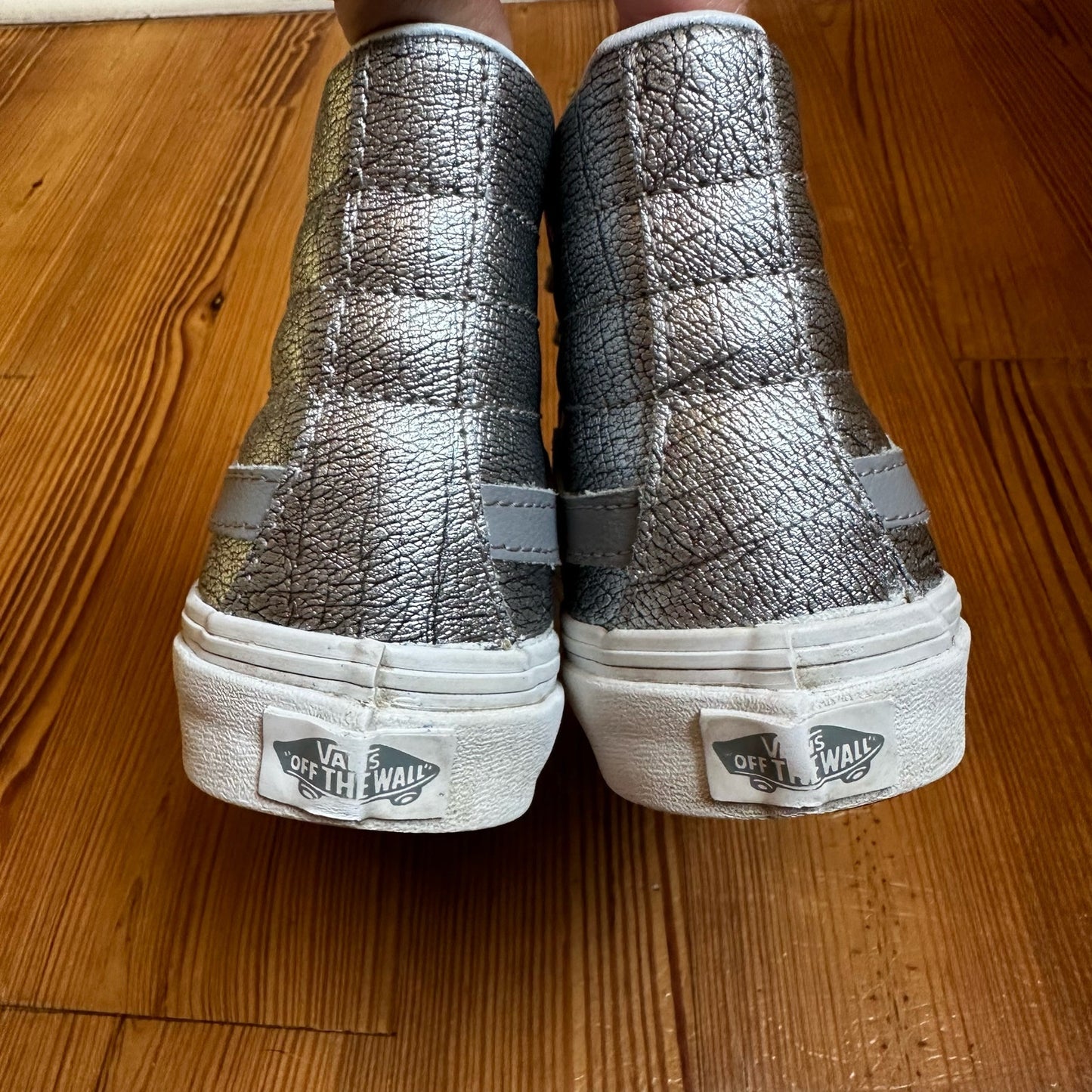 Vans silver high top lace up sneakers SIZE 5.5