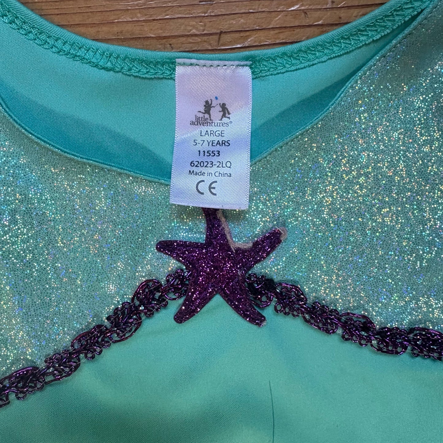 Disney Little Mermaid green purple holographic princess dress SIZE 5-7