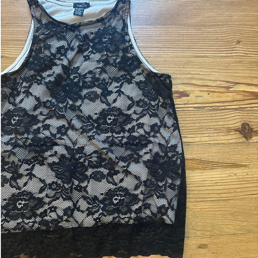 rue21 black lace overlay nude tank SIZE M