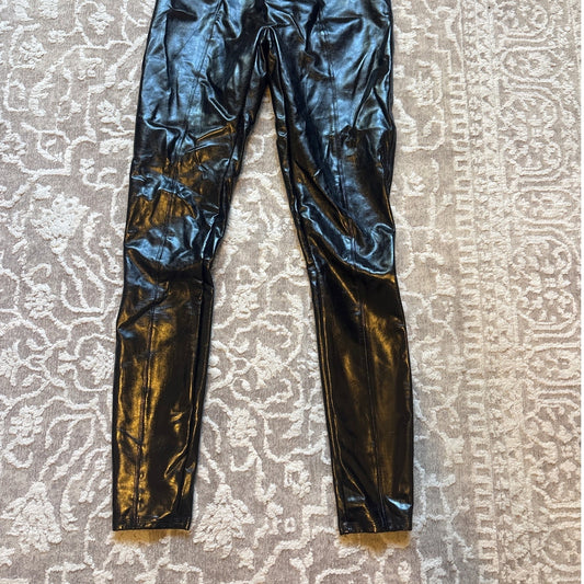 Spanx black patent leather pull on high rise womens leggings SIZE M