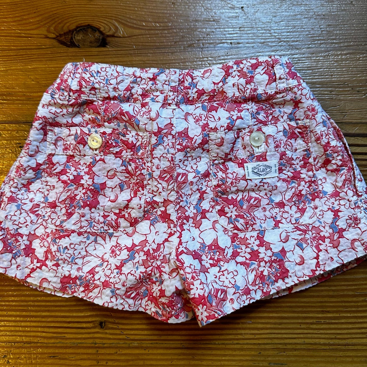 Ralph Lauren pink white floral embroidered cotton shorts SIZE 5