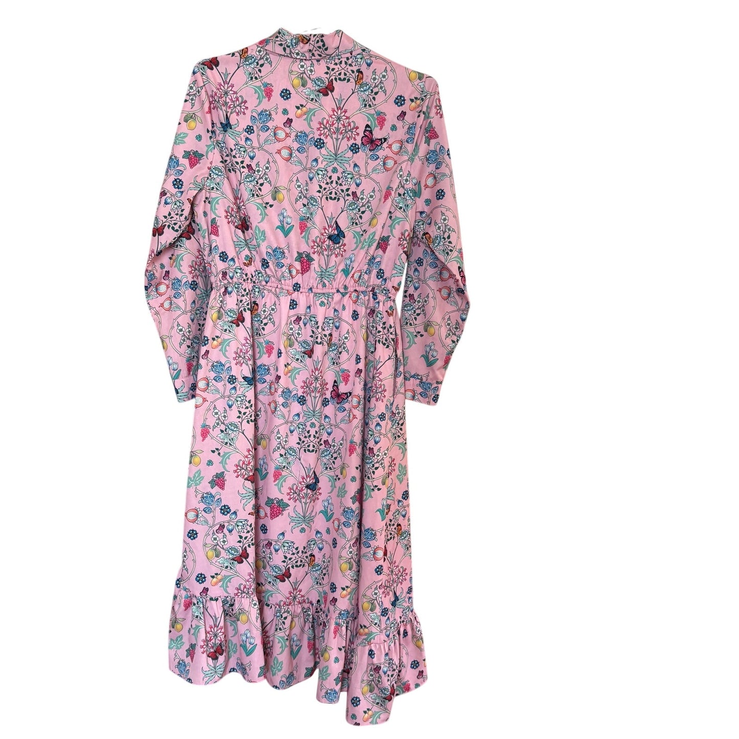 Benares pink floral long sleeve ruffle asymmetrical midi dress SIZE M