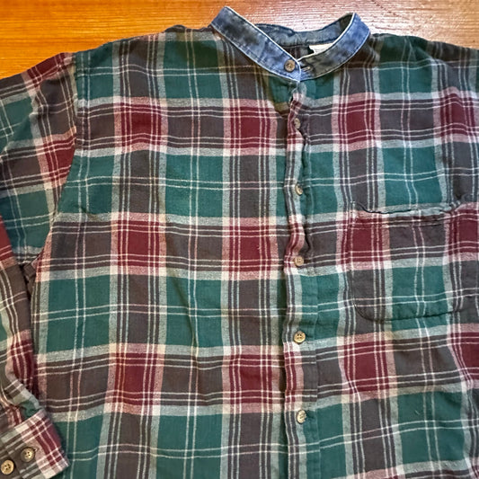 Route 66 grunge red green plaid button up long sleeve shirt SIZE XL