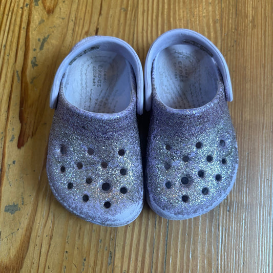 Crocs purple glitter slip on classic clog SIZE 5