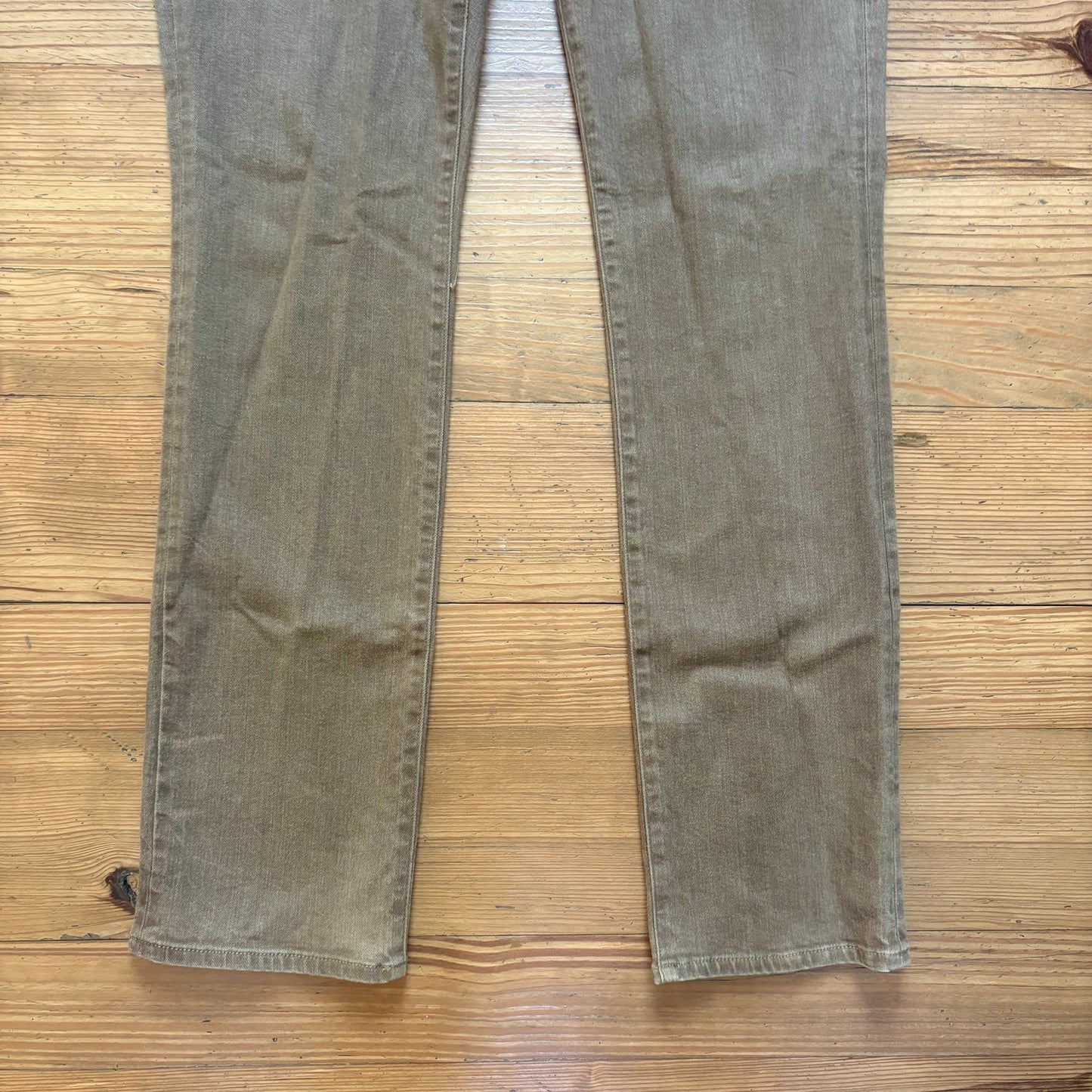 Ralph Lauren brown leather trim straight leg mid rise jeans SIZE 10