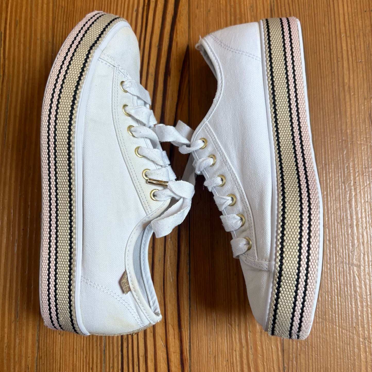 Keds X Kate Spade white platform low top lace sneakers SIZE 7.5