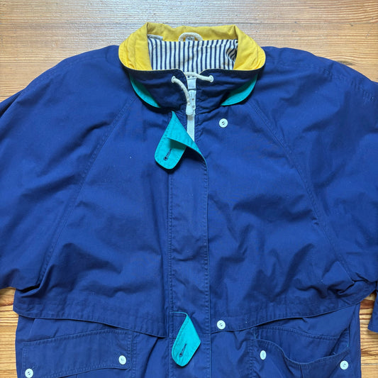 BRAEFAIR vintage blue yellow nautical full zip utility jacket SIZE XL