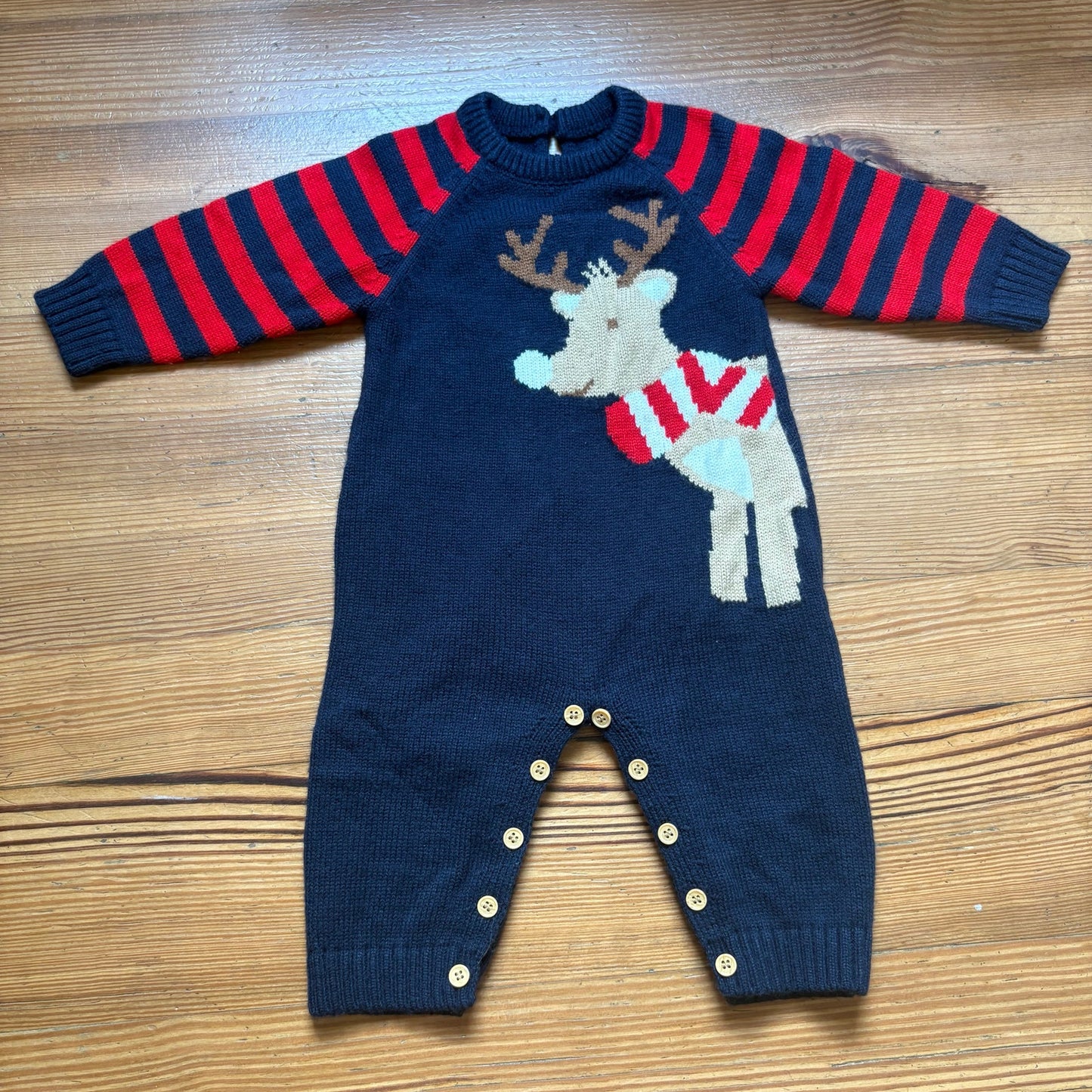 Janie and Jack knit Christmas reindeer long sleeve pant pajamas SIZE 24M