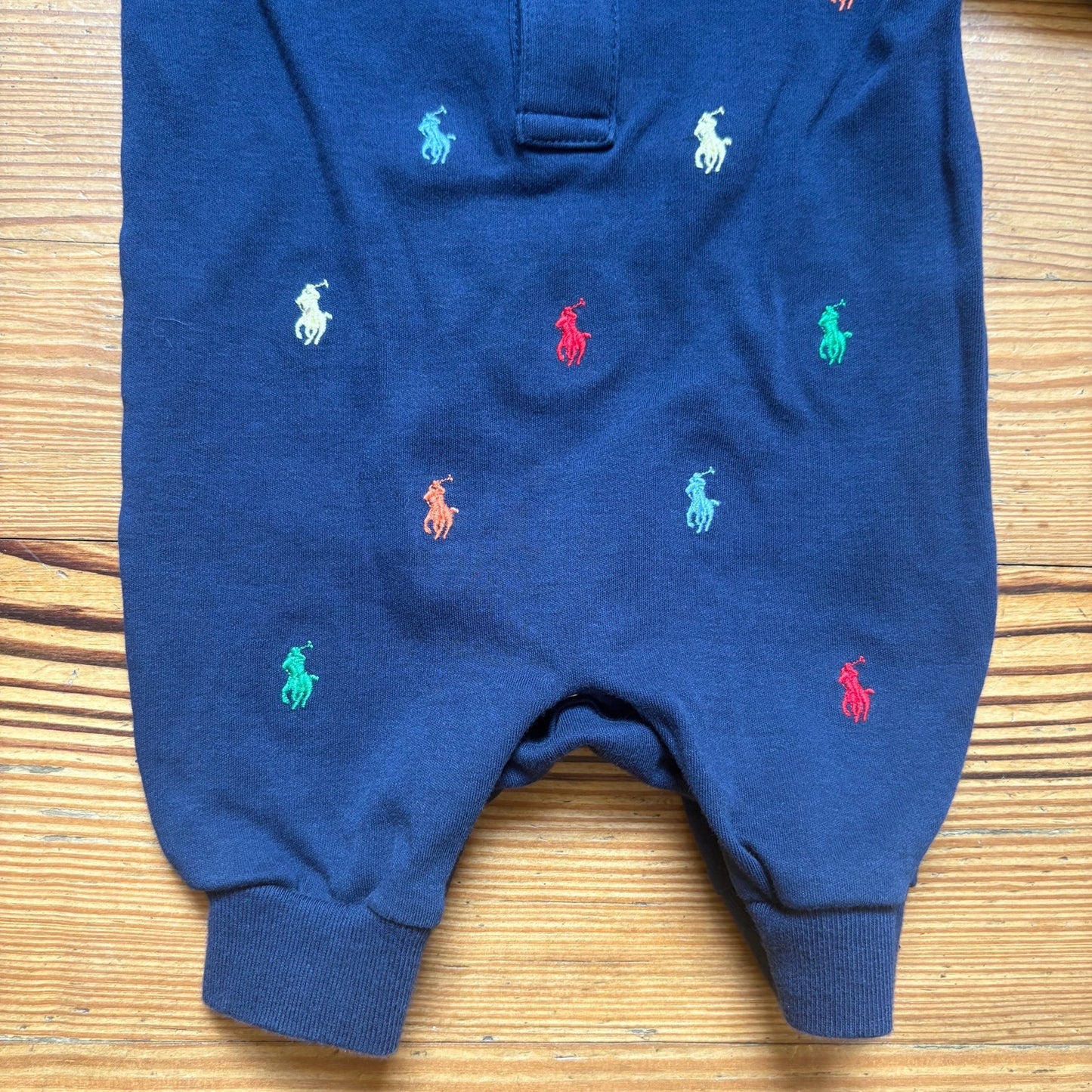 Polo Ralph Lauren blue colorful pony embroidered polo bodysuit SIZE NB