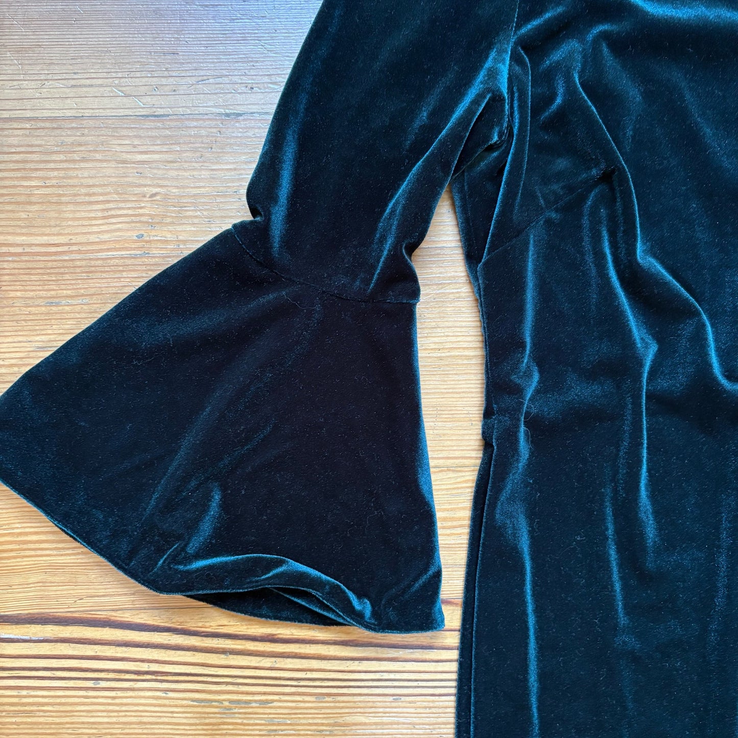 Calvin Klein dark green velvet bell quarter sleeve midi dress SIZE 6