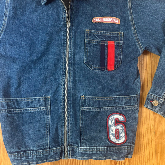 Carol's Kids jean 90s racing dark wash full zip girls jacket SIZE M