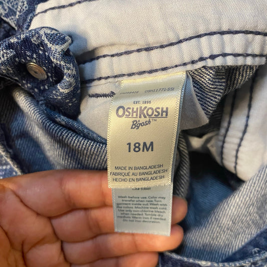 OshKosh B'gosh dark blue denim western paisley pattern overall shorts SIZE 18M