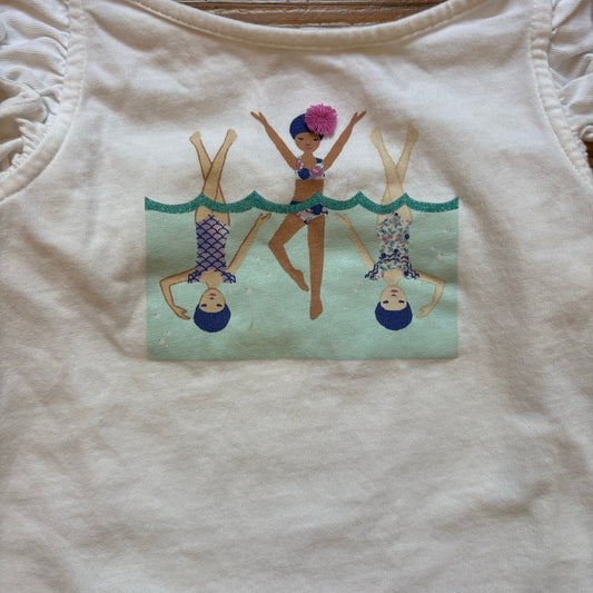 Janie and Jack white ruffle sleeveless summer swimmers graphic shirt SIZE 4