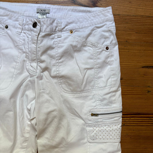 Cache white cropped studded pocket y2k womens cargo pants SIZE 6