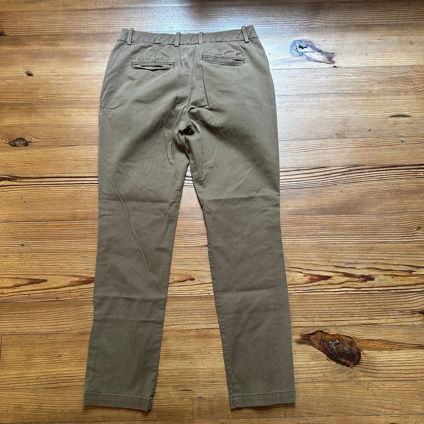 Lacoste khaki tan cotton trouser straight leg pant SIZE 10