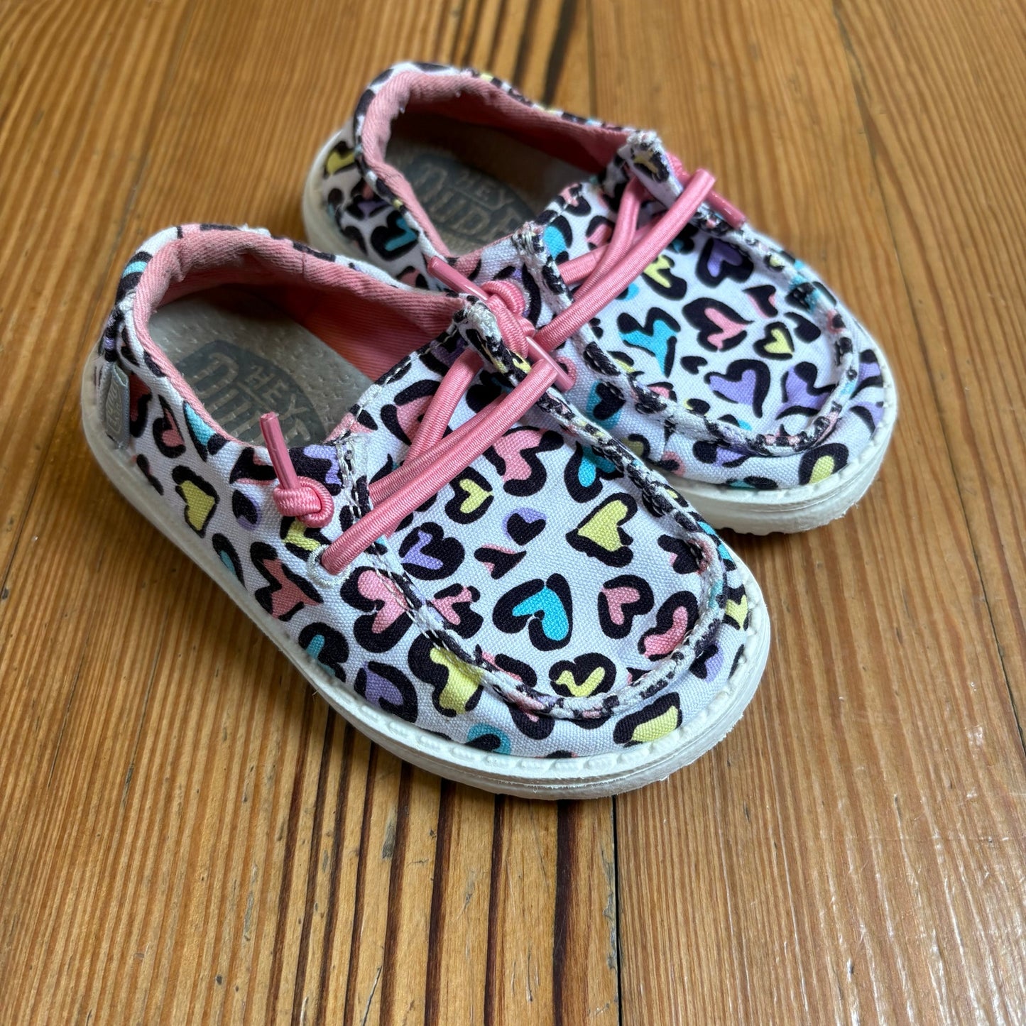 Hey Dude white colorful hearts slip on toddler shoe SIZE 7