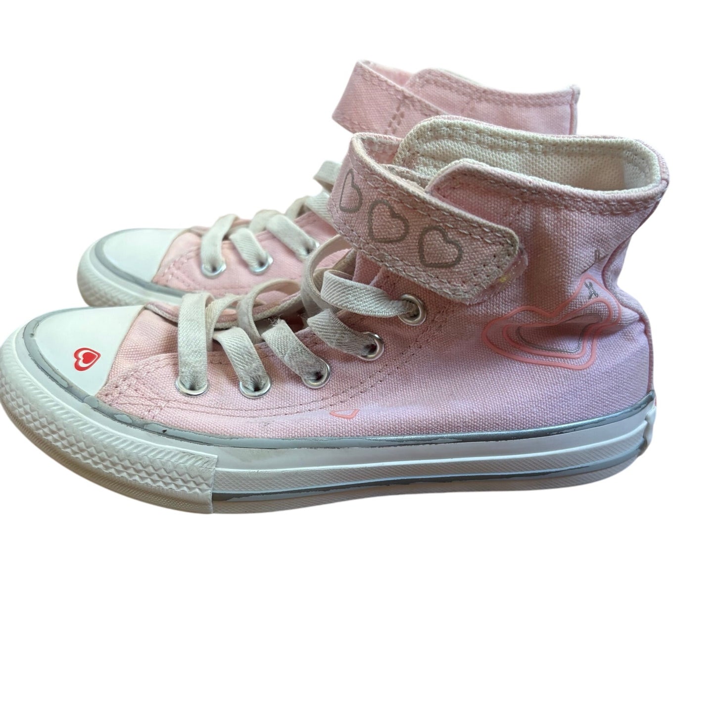 Converse All Star Chuck Taylor pink heart high top lace sneakers SIZE 12