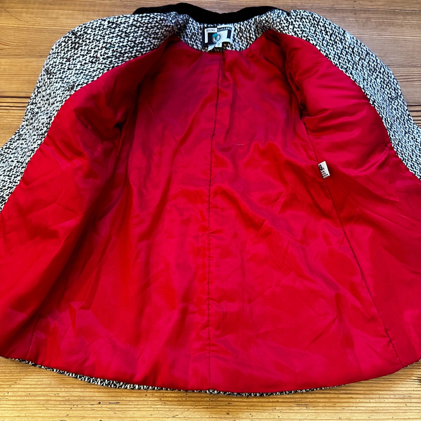 Young Gallery black white collar double breasted kids wool trench coat SIZE 5