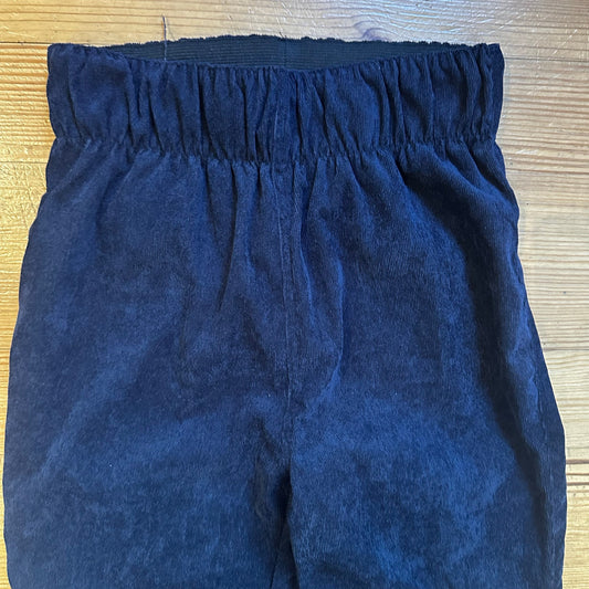 Dark blue corduroy large flare elastic waistband pant SIZE M