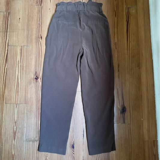 H&M brown high waist tie belt trouser pant SIZE 2