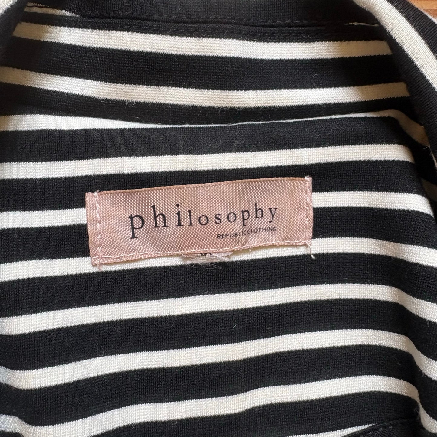 Philosophy black white horizontal striped button cotton blazer SIZE XL