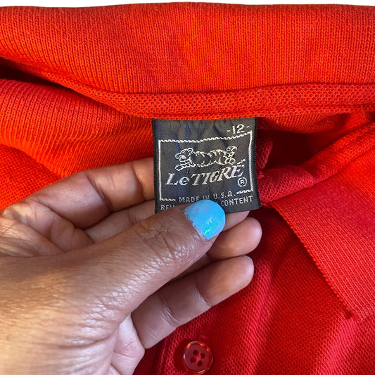 VTG Le Tigre red short sleeve youth polo shirt SIZE 12