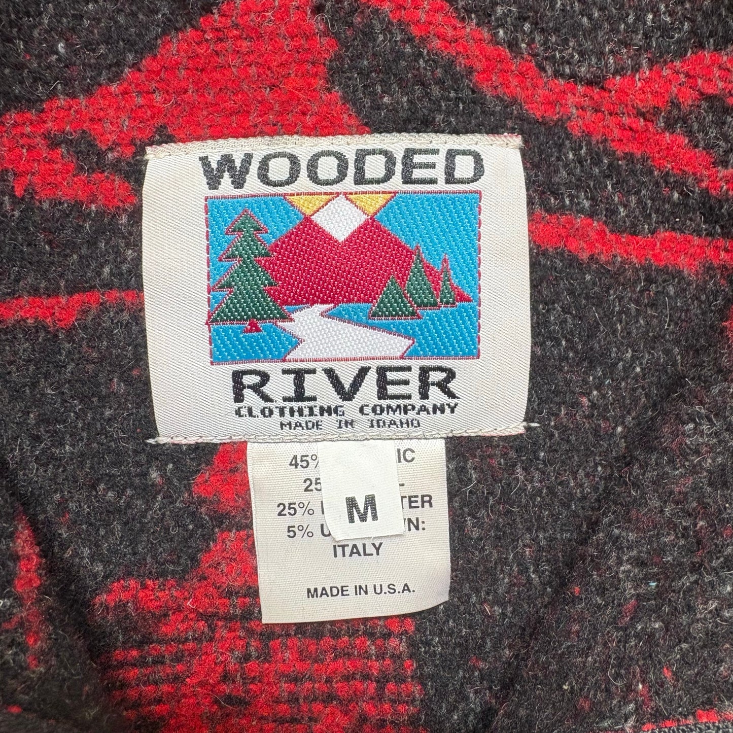 Wooded River 90s red wool cowboy horses full zip mens western west SIZE M