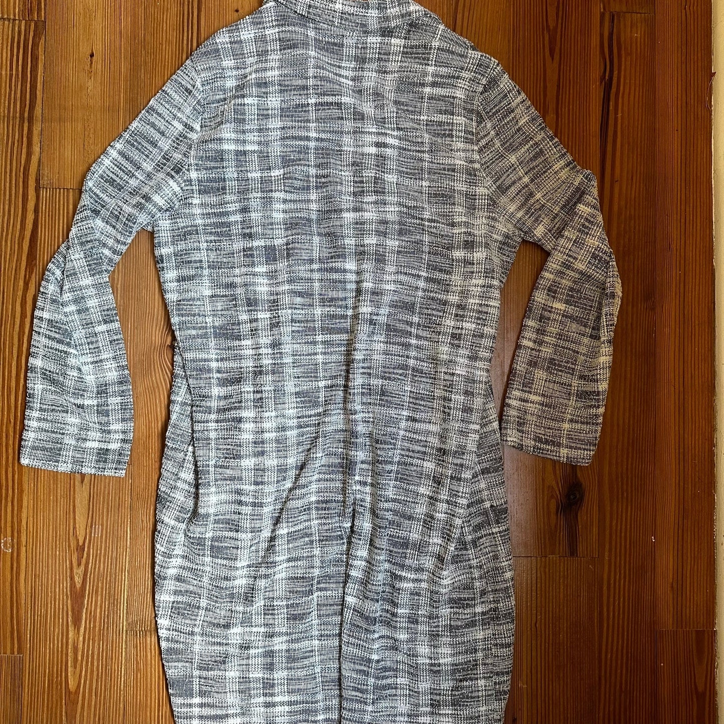 Melloday gray white long trench collar open cardigan SIZE XL