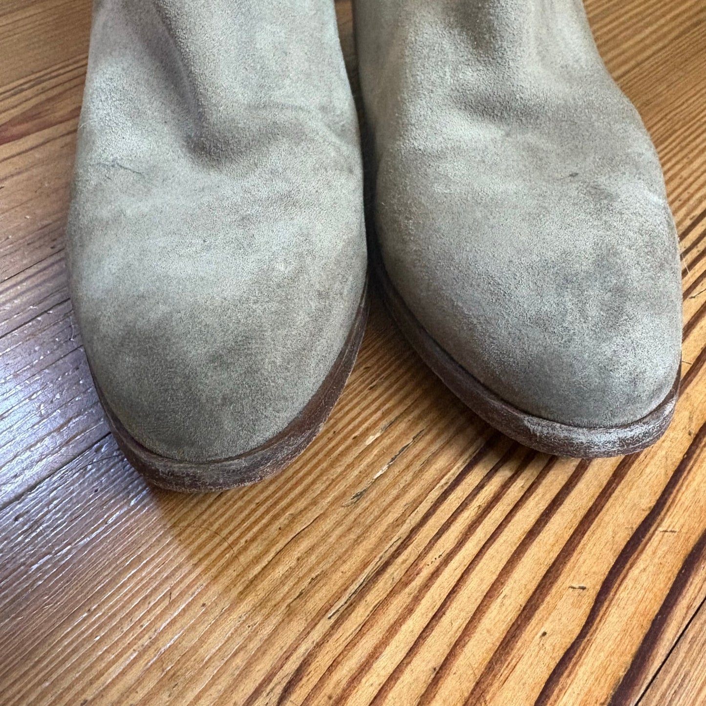 Rag & Bone Walker buckle gray suede leather heeled booties SIZE 10