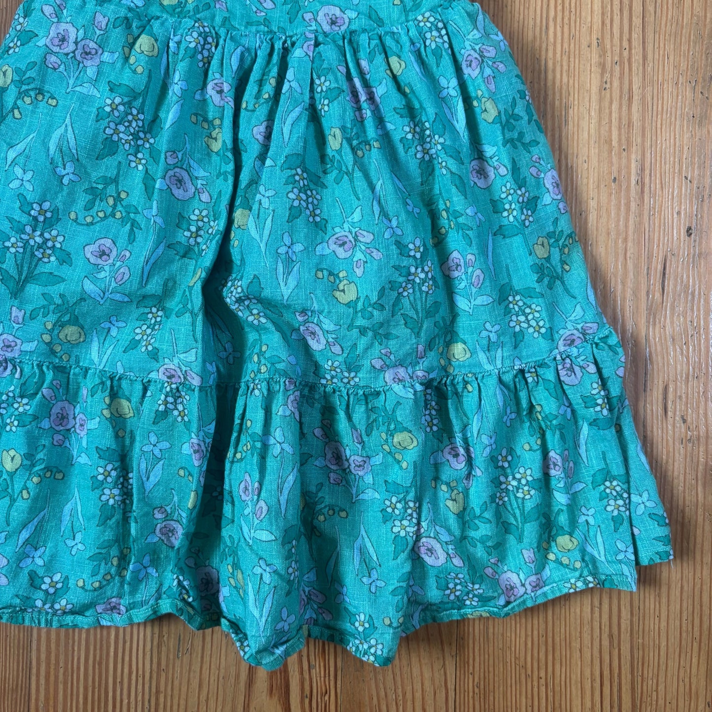 Cat & Jack green floral tiered open back ruffle accent girls dress SIZE 8