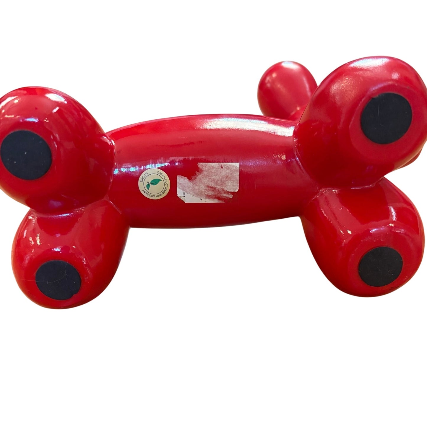 Wooden carved red painted ballon dog sculpture