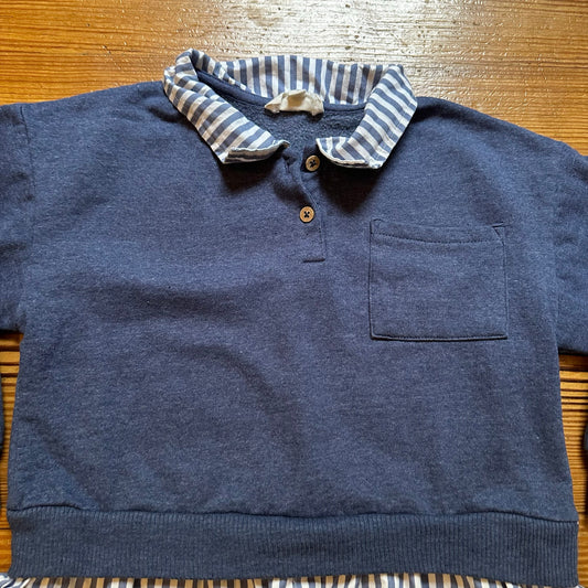 Jessica Simpson blue white striped layered collar sweater SIZE 5