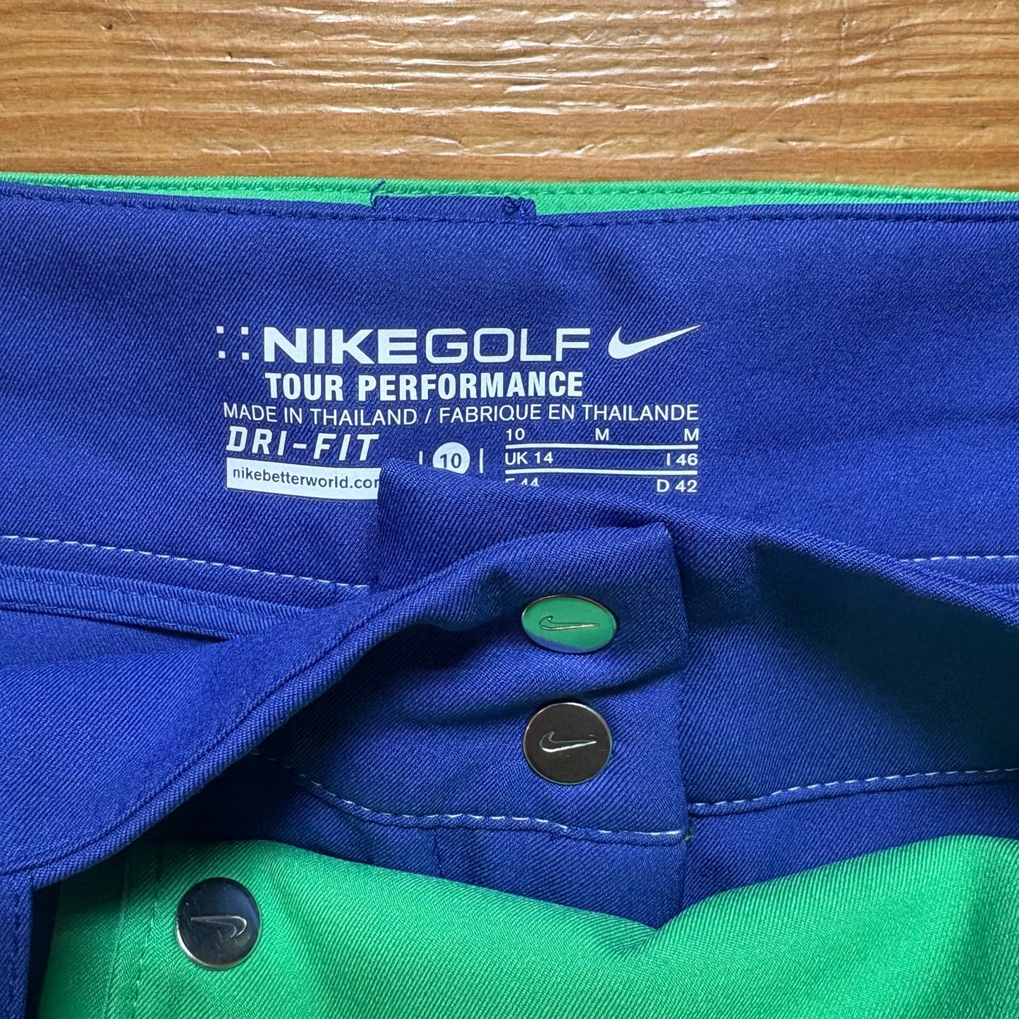 Nike Golf green check royal blue reversible womens skort SIZE 10