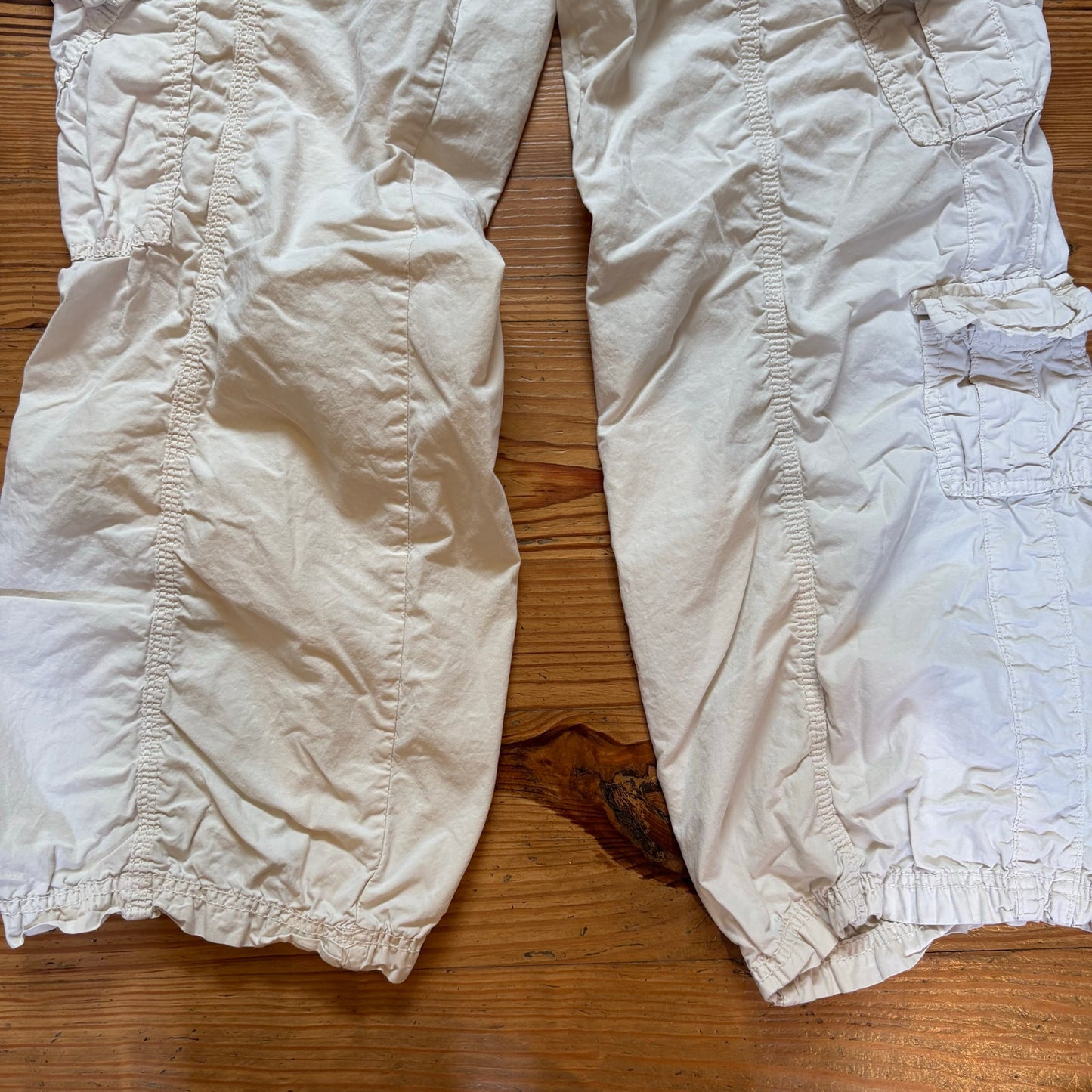 Urban Outfitters cream y2k elastic waist zipper womens cargo pants SIZE M