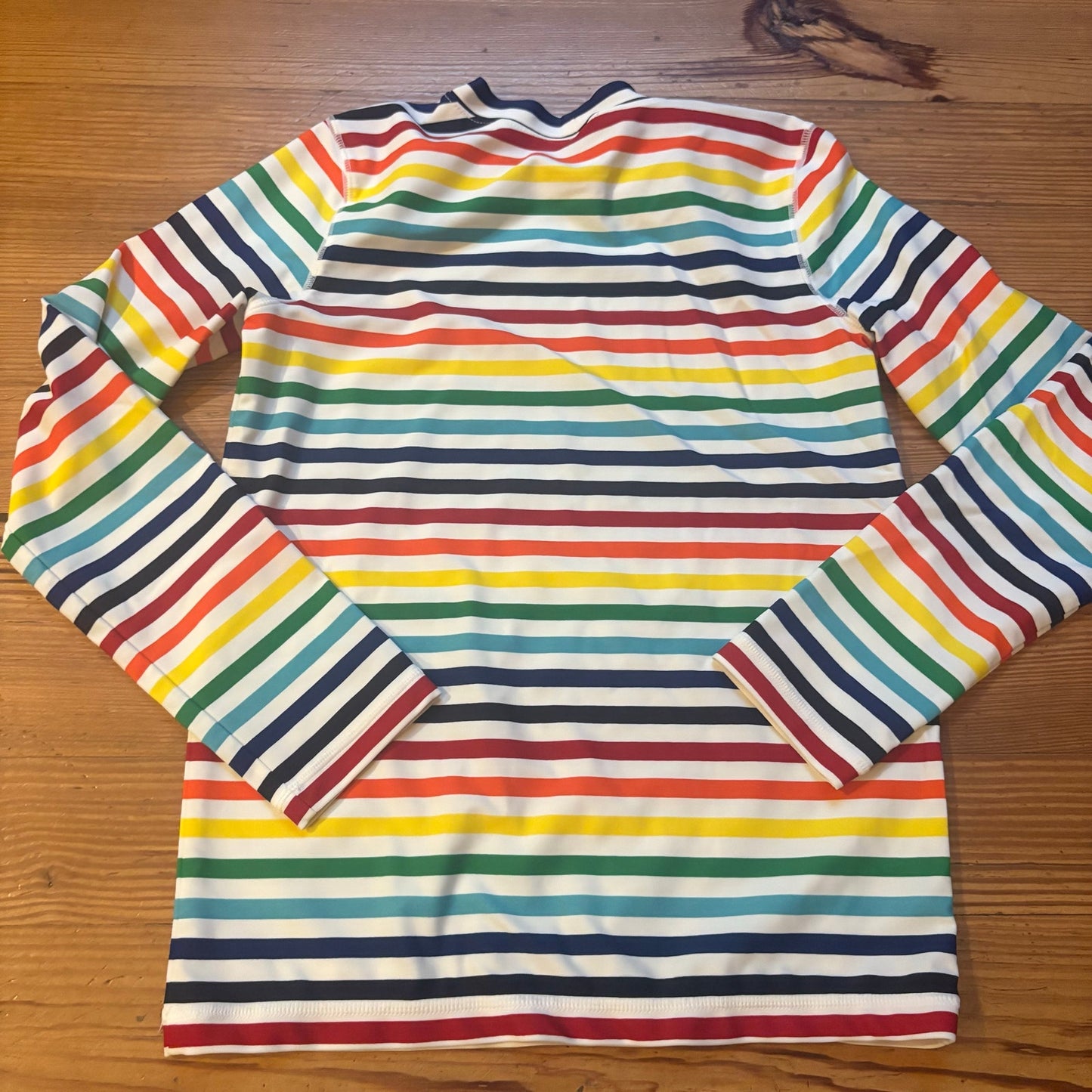 Primary colorful striped long sleeve rash guard girls swim top SIZE 12