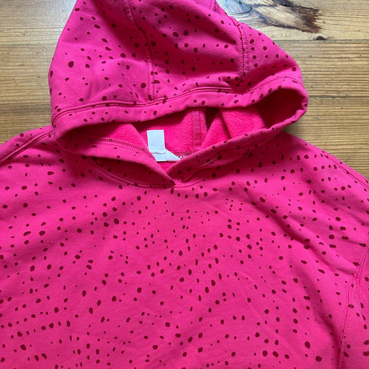 Athleta pink spotted hooded cotton sweatshirt SIZE 14