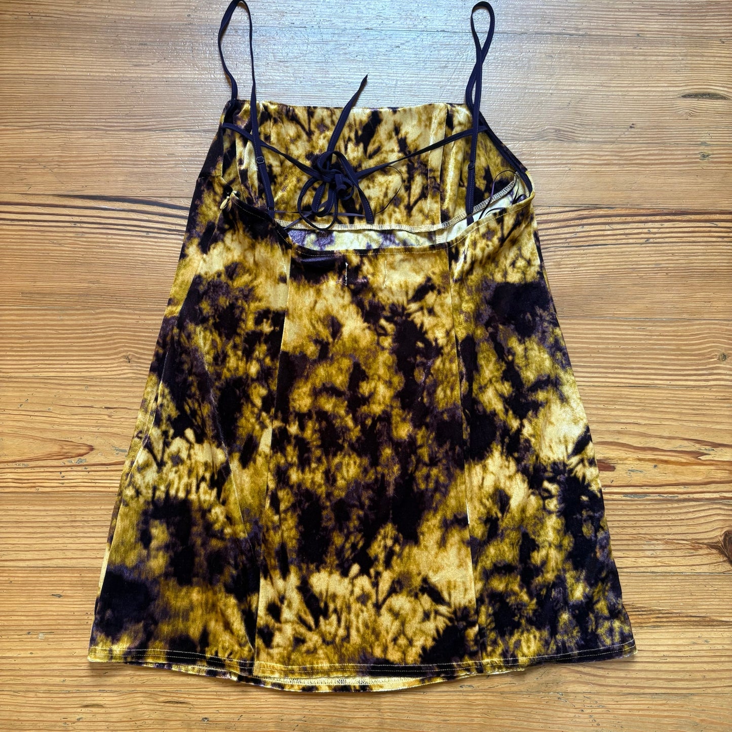 Urban Outfitters purple gold velvet sleeveless mini slip dress SIZE L