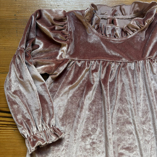 Shein blush pink velvet long sleeve ruffle mock neck girls dress SIZE 6